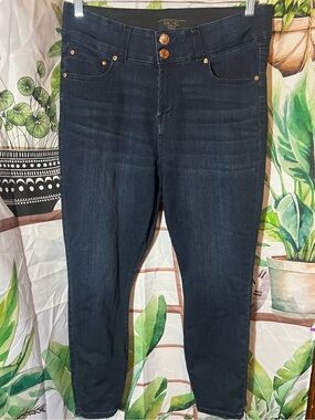 Rachel Dark Wash Slimming Skinny Capris  Jeans with Copper Buttons 16W